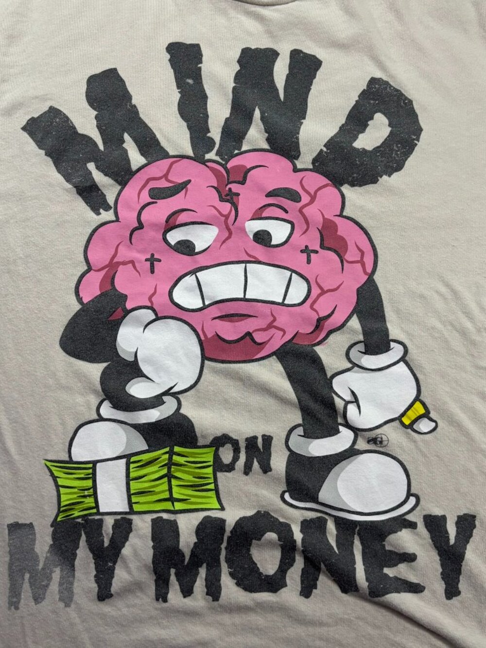 Sniper Gang Apparel Mind On My Money Graphic Tee Shirt Tan Beige Large Hip Hop